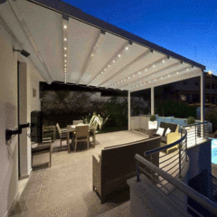 Modern Automatic Patio Gazebo Outdoor Arches Bioclimatic Aluminium Pergola Opening Louvred Roof