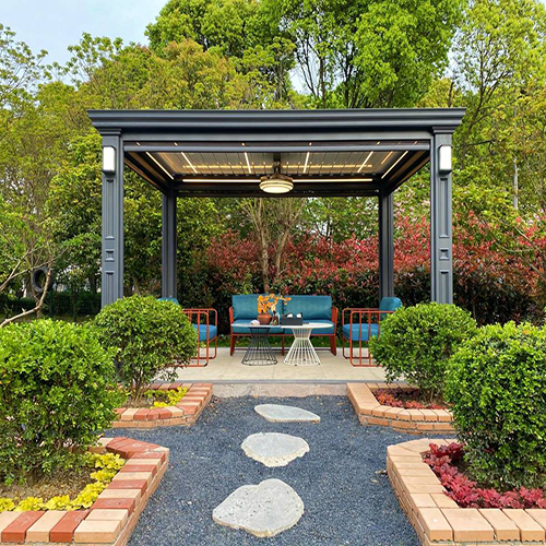 Modern Automatic Patio Gazebo Outdoor Arches Bioclimatic Aluminium Pergola Opening Louvred Roof