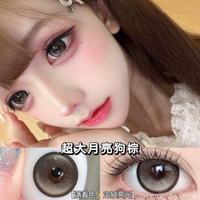 【定軸高光】滿著色日拋美瞳 防UV平鋪14.5大直徑 日拋十片裝 超大月亮狗棕