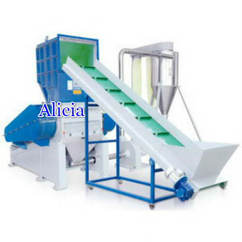 Plastic Crusher with blower into a Silo and conveyor