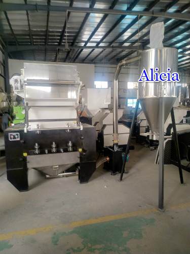 PET roll film Plastic Sheet Crusher with Blower and Silo Hopper