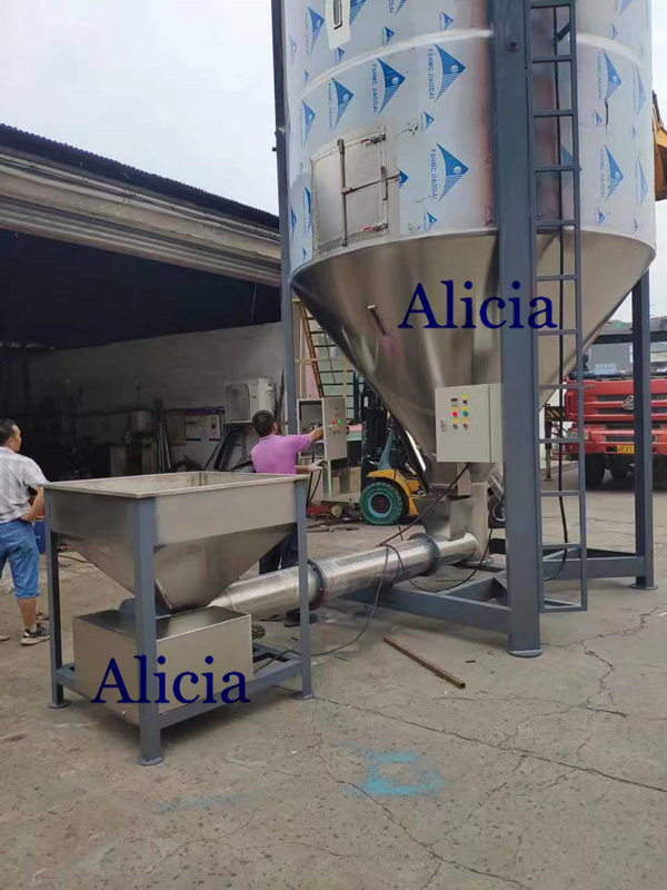 20MT capacity industrial vertical granule mixer with screw infeeder and screw outfeeder