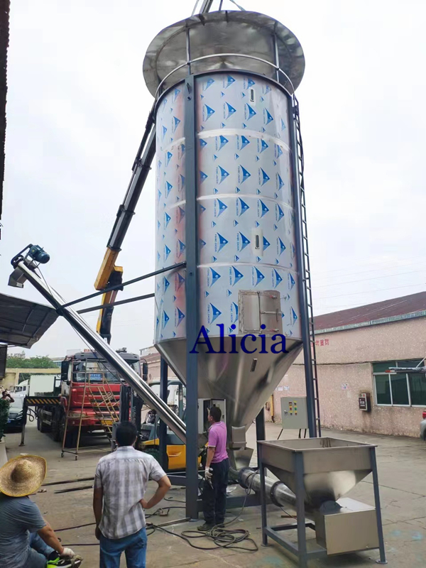 20MT capacity industrial vertical granule mixer with screw infeeder and screw outfeeder