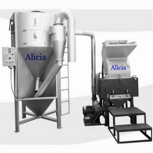 industrial plastic crusher with auto recycling and mixing system