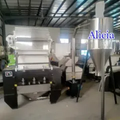 Trituradora de láminas termoformadoras y películas plásticas con 2 bocas de alimentación de entrada