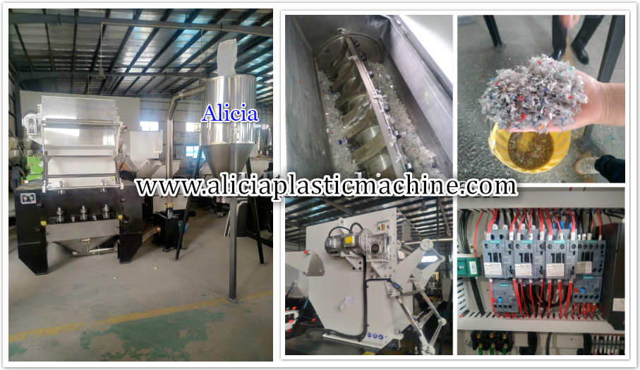 PET roll film and thermoforming boxes crusher with the unit for unrolling film