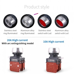 10a metal switch ip65 botão de cabeça plana para caixa de controle