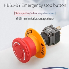 16mm HBS1-BY rojo hongo tapa interruptor de botón de parada de emergencia