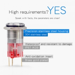 Botón de presión de 16 mm, anillo de metal ip67, interruptor de símbolo de alimentación led