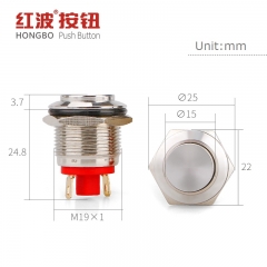 19mm one normally open metal ss shell reset pushbutton for medical machinery