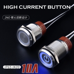 10a высокий ток 22 мм кольцо led кнопка переключателя с проводом