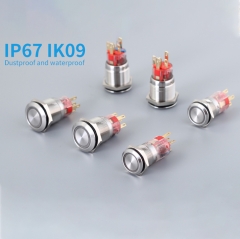 19mm Ring- Illuminated Momentary Double Color RGB LED Metal Push Button Switch IP67