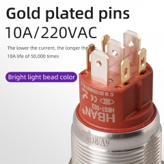 22mm led push button switch rgb tri color with connector