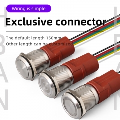 22mm led push button switch rgb tri color with connector