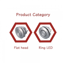 Micro Travel Pushbutton Reset Metall Ring LED 12V IP67 19mm Schalter