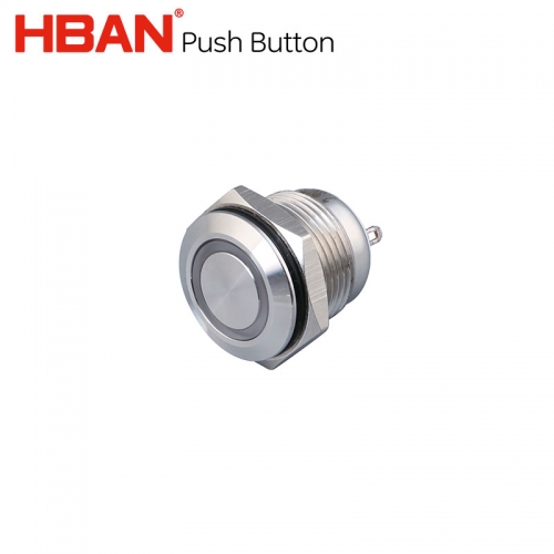 Momentary contact button 16mm one normally open ring led ip65 3a switches