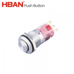 Push button on off 16mm high head reset 1no1nc ip67 stainless steel switches for Washing machine