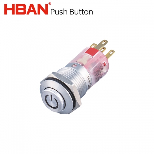 Botão start stop máquina de gravação a laser 16mm interruptores símbolo de potência de cabeça alta 16mm HBAN