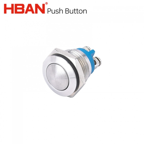 interrupteur à bouton poussoir 16mm tête bombée 1no borne à vis ip65 étanche HBAN