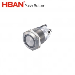 16 мм мгновенный кнопочный переключатель, водонепроницаемое кольцо с плоской головкой, светодиод 24 В