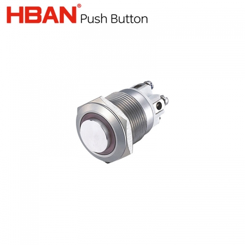 16mm illuminated push button switches 5a current ring led lamp red green