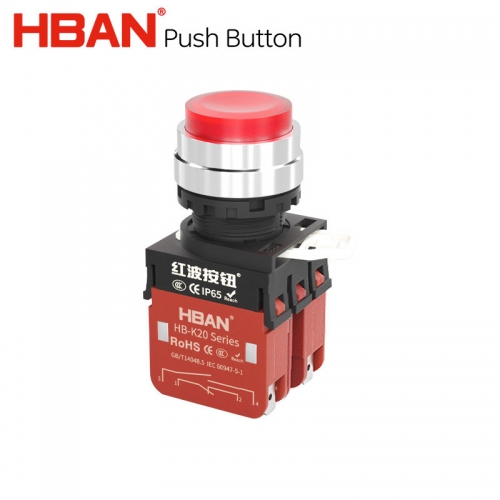 High current push button switch industrial 20a 2no2nc high head red green with led