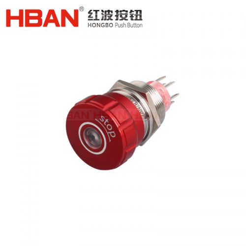 HBAN push button start stop ip67 emergency switches red led illuminated 1no1nc 2no2nc 12v 24v