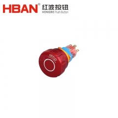 HBAN 16mm botão de parada de emergência IP67 1no1nc Liga de alumínio terminal de 3 pinos