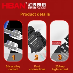 HBAN e stop pulsador 22mm 20a 400V interruptores de emergencia equipo de control nc