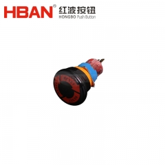 HBAN 緊急停止スイッチ 16mm 黒シェル 赤矢印 維持型 エレベーター用押しボタン