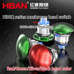 mushroom push button switch red green head NO 16mm spring return 2 pin terminal