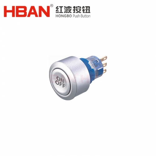 HBAN push button on off switch 120v plastic white shell 22mm ip65 round head custom laser