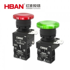 HBAN Mushroom pushbutton 10A 600V upgrades Xb2-ba ip65 normally open Industrycnc panel switches