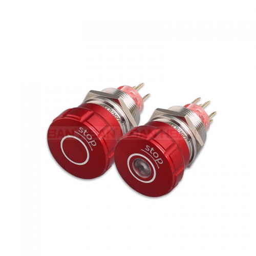 HBAN push button start stop ip67 emergency switches red led illuminated 1no1nc 2no2nc 12v 24v