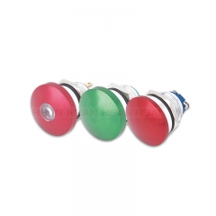 Bouton-poussoir champignon, tête rouge et verte, sans ressort de rappel de 16mm, borne à 2 broches