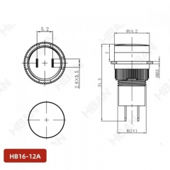 HBAN plastic indicator lights 12mm red green blue white led 2pins insert terminal signal lamp