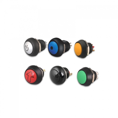 Mini 12mm push button switch waterproof ip65 ip68 industrial red green blue 1NO pushbutton