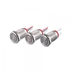 16mm Stainless Steel IP67 Waterproof Pushbutton Switch - NO Contact, 120-150mm Lead Wire