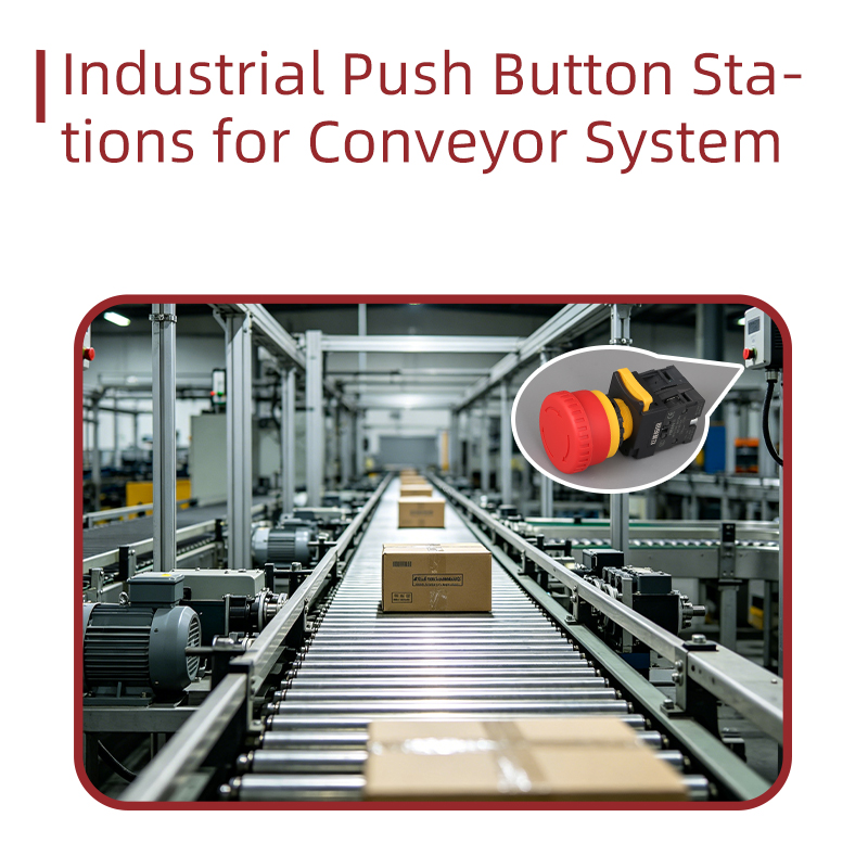 Estações industriais de botões para sistemas de esteira