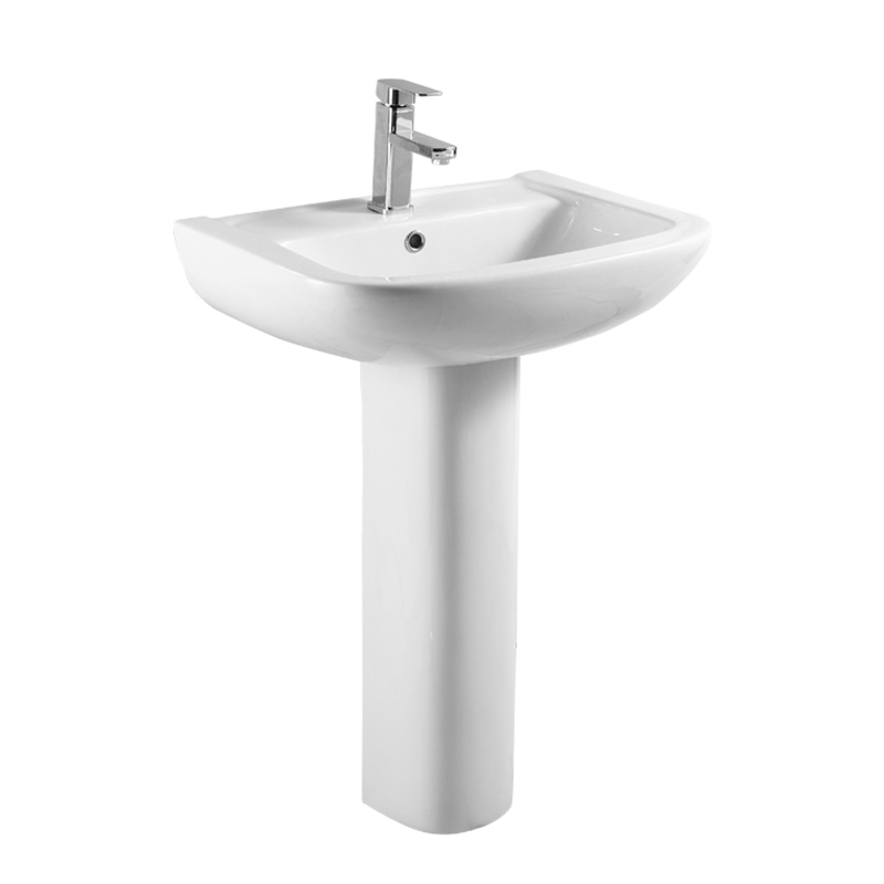 Basil 600mm Basin with Full pedestal -1 Tap Hole