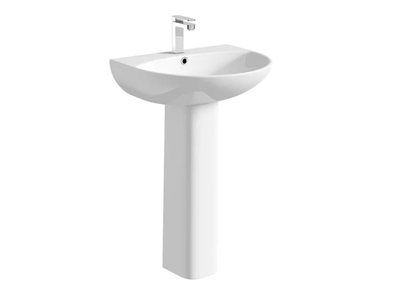 Stare 550mm Basin with Full pedestal -1 Tap Hole