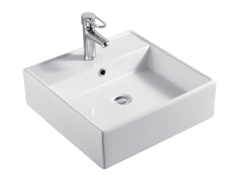 410 x 410mm Gloss White 1TH Rectangular Counter Top Basin