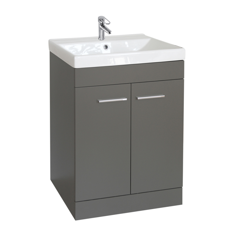 White 610mm Floor Mounted Bathroom Furniture with Ceramic Basin