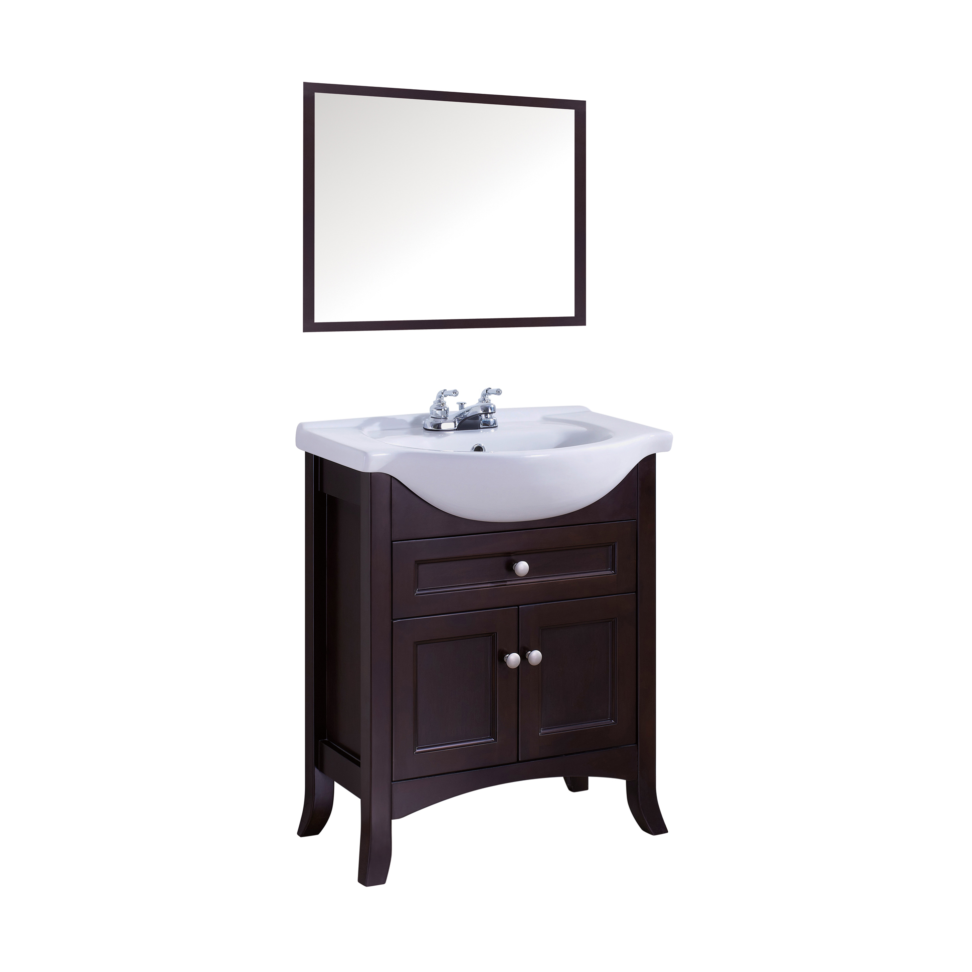 Solid Wood Bathroom Vanity with Ceramic Wash Basin,Floor Standing Vanity