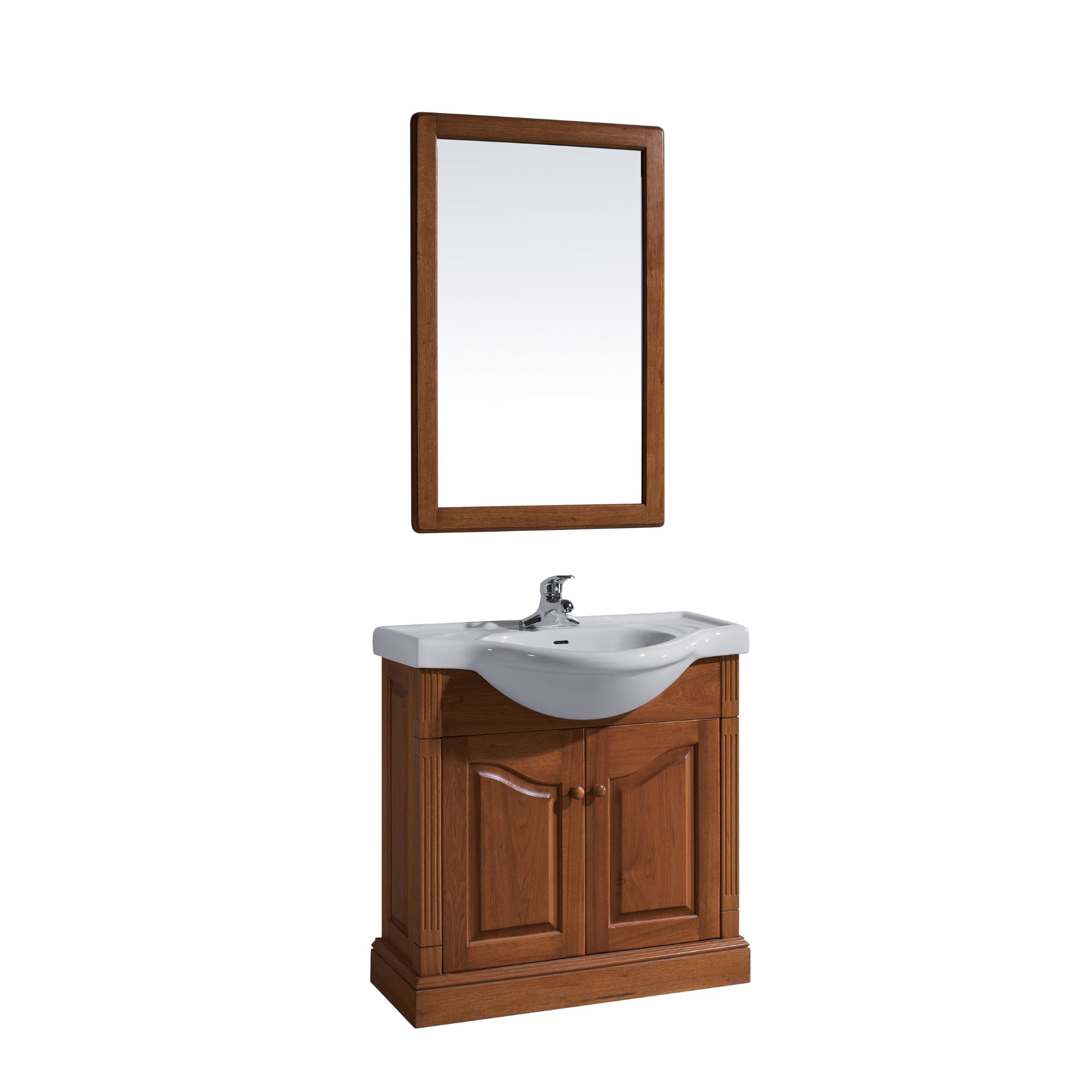 Solid Wood Bathroom Vanity with Ceramic Wash Basin,Floor Standing Vanity