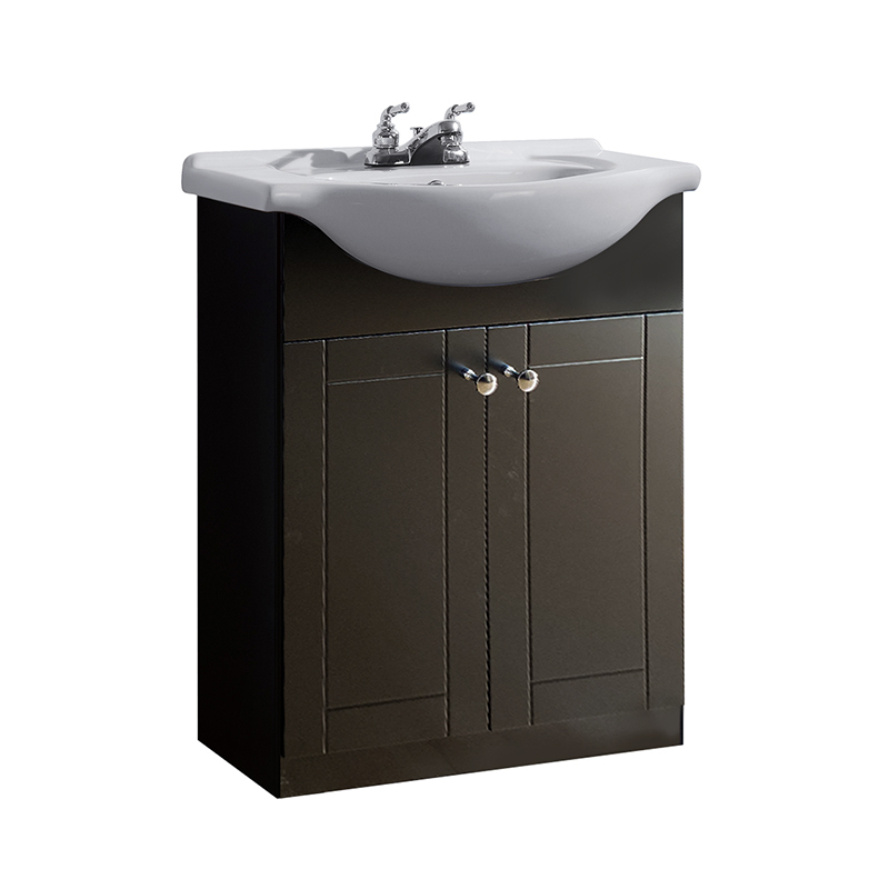 Modern 600mm Black Floor Mounted Bathroom Furniture Vanity Unit with Sink