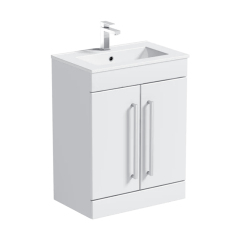 White 610mm Floorstanding Bathroom Vanity with Ceramic Basin