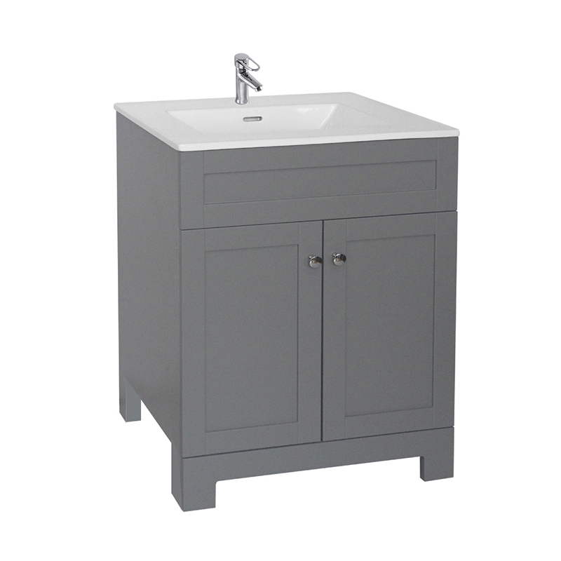 Grey 610mm Floorstanding Vanity Unit and Ceramic Basin