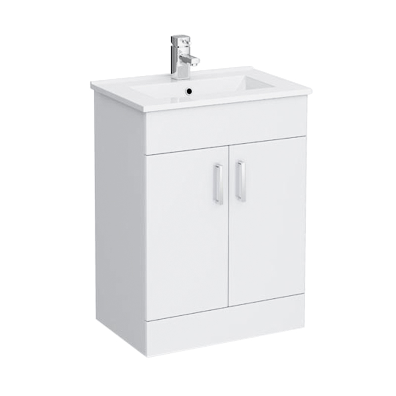 Grey 610mm Floorstanding Bathroom Cabinet with Ceramic Basin