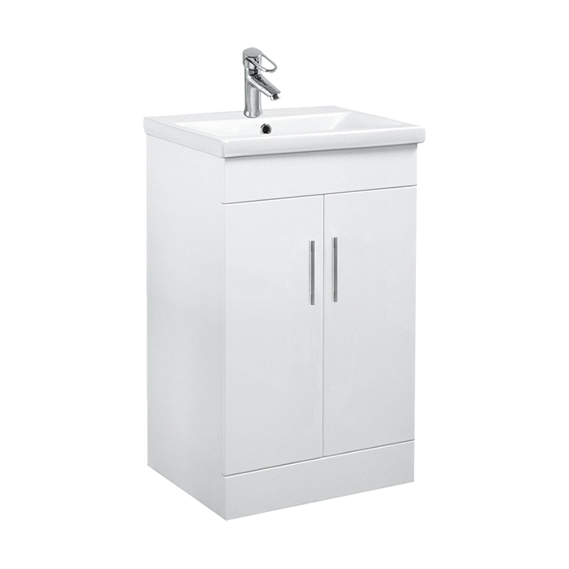 Grey 610mm Floorstanding Bathroom Cabinet with Ceramic Basin